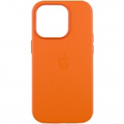 Кожаный чехол Leather Case (AAA) with MagSafe and Animation для Apple iPhone 14 Pro (6.1") Orange