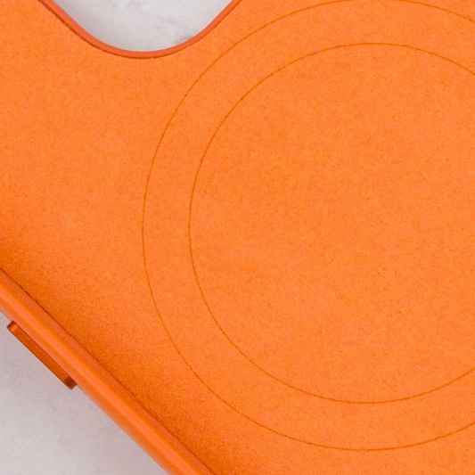 Кожаный чехол Leather Case (AAA) with MagSafe and Animation для Apple iPhone 14 Pro (6.1") Orange - изображение 4