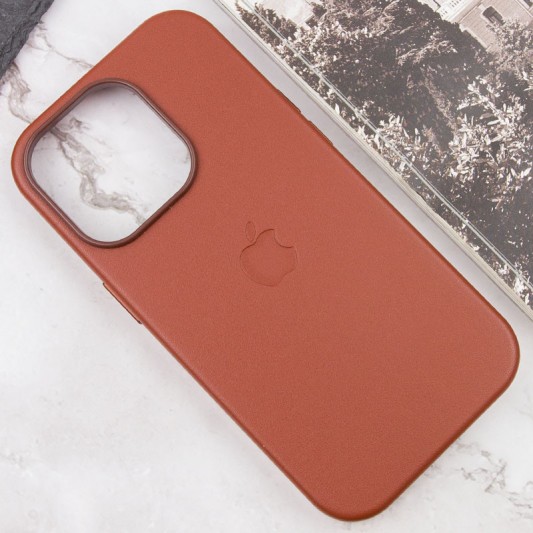 Кожаный чехол Leather Case (AAA) with MagSafe and Animation для Apple iPhone 14 Pro (6.1") Umber - изображение 3