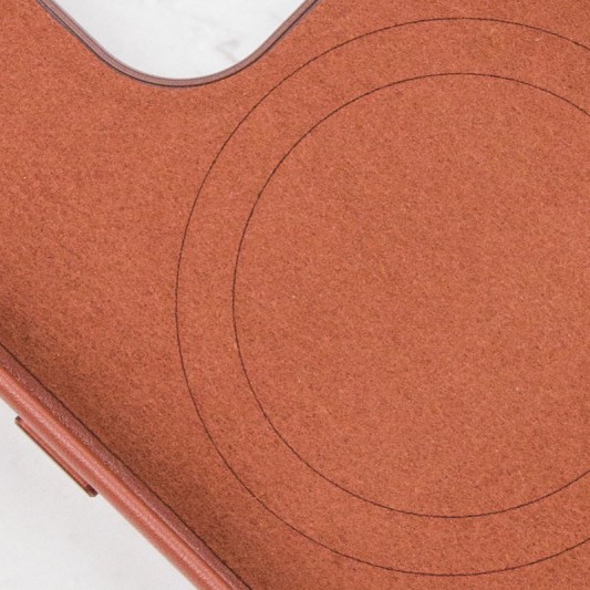 Кожаный чехол Leather Case (AAA) with MagSafe and Animation для Apple iPhone 14 Pro (6.1") Umber - изображение 4