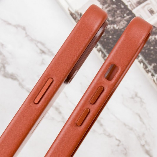 Кожаный чехол Leather Case (AAA) with MagSafe and Animation для Apple iPhone 14 Pro (6.1") Umber - изображение 6