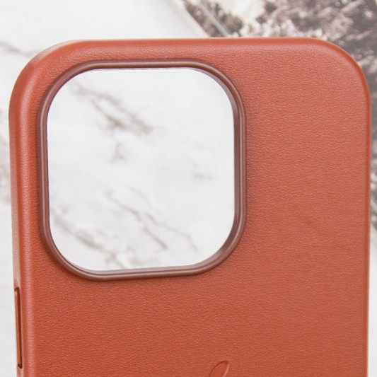 Кожаный чехол Leather Case (AAA) with MagSafe and Animation для Apple iPhone 14 Pro (6.1") Umber - изображение 7