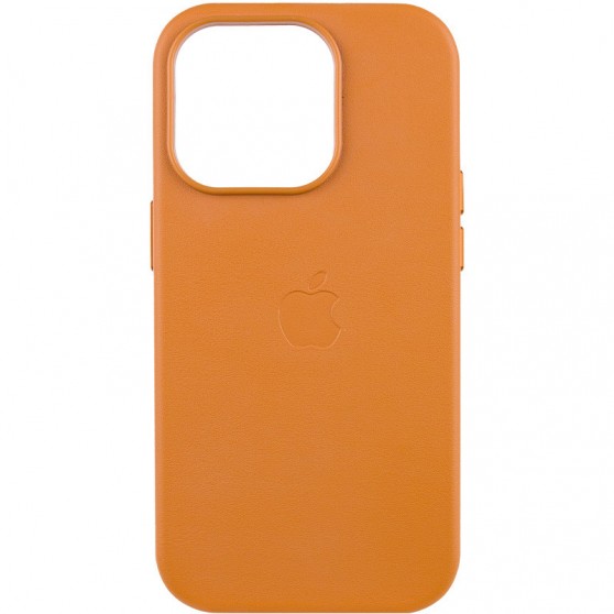 Кожаный чехол Leather Case (AAA) with MagSafe and Animation для Apple iPhone 14 Pro Max (6.7") Golden Brown