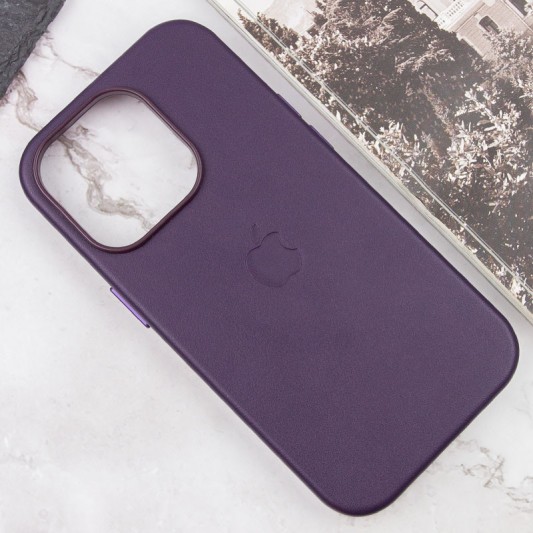 Шкіряний чохол Leather Case (AAA) with MagSafe and Animation для Apple iPhone 14 Pro Max (6.7") Deep Violet - зображення 2 