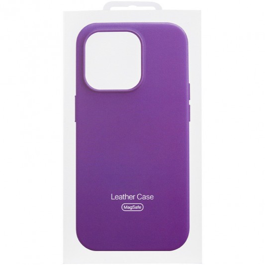 Шкіряний чохол Leather Case (AAA) with MagSafe and Animation для Apple iPhone 14 Pro Max (6.7") Deep Violet - зображення 5 