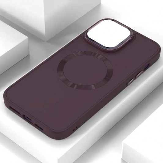 TPU чехол Bonbon Metal Style with MagSafe для Apple iPhone 14 (6.1") Бордовый / Plum - изображение 1