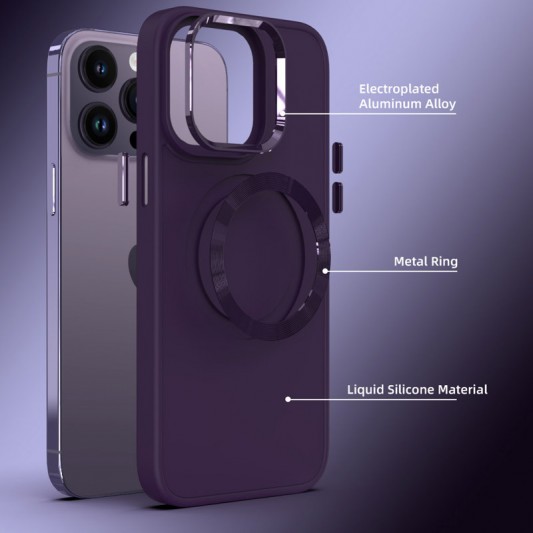 TPU чохол Bonbon Metal Style with MagSafe для Apple iPhone 14 Pro Max (6.7"), Фіолетовий / Dark Purple - зображення 1 
