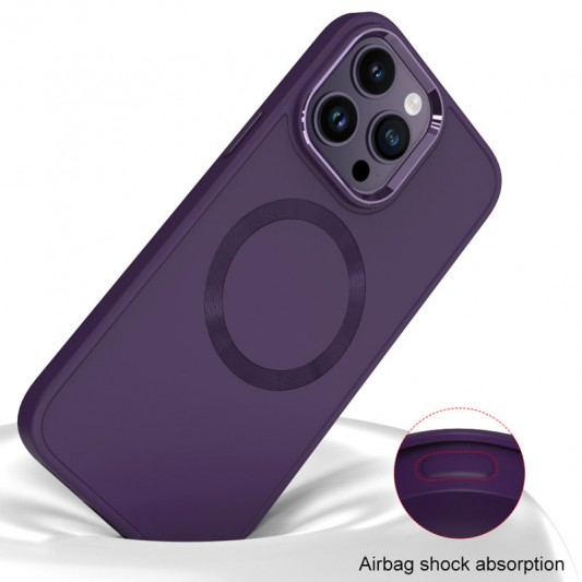 TPU чохол Bonbon Metal Style with MagSafe для Apple iPhone 14 Pro Max (6.7"), Фіолетовий / Dark Purple - зображення 4 