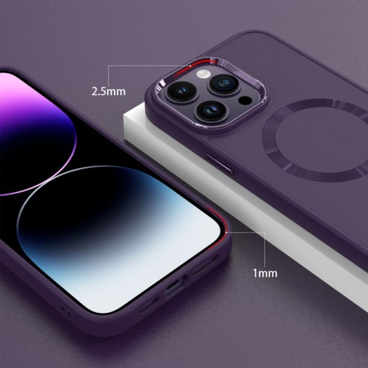 TPU чохол Bonbon Metal Style with MagSafe для Apple iPhone 14 Pro Max (6.7"), Фіолетовий / Dark Purple - зображення 5 