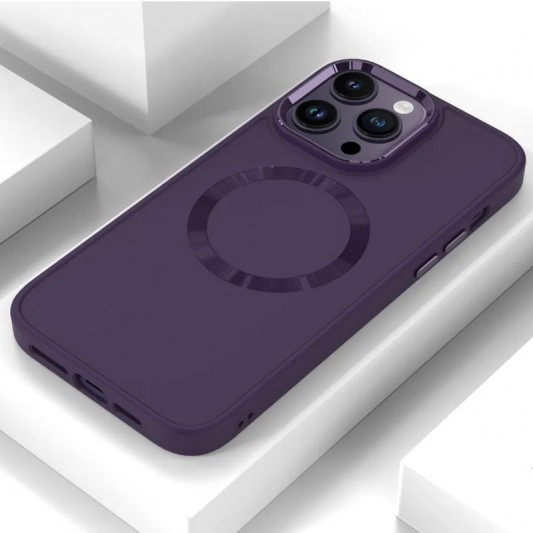 TPU чохол Bonbon Metal Style with MagSafe для Apple iPhone 14 Pro Max (6.7"), Фіолетовий / Dark Purple - зображення 6 