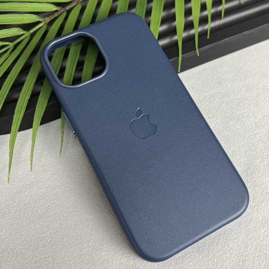 Кожаный чехол Leather Case (AAA) with MagSafe and Animation для Apple iPhone 15 Pro (6.1") Blue - изображение 2