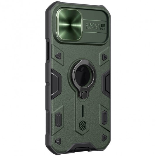TPU+PC чехол Nillkin CamShield Armor (шторка на камеру) для Apple iPhone 15 Pro (6.1") Зеленый - изображение 3
