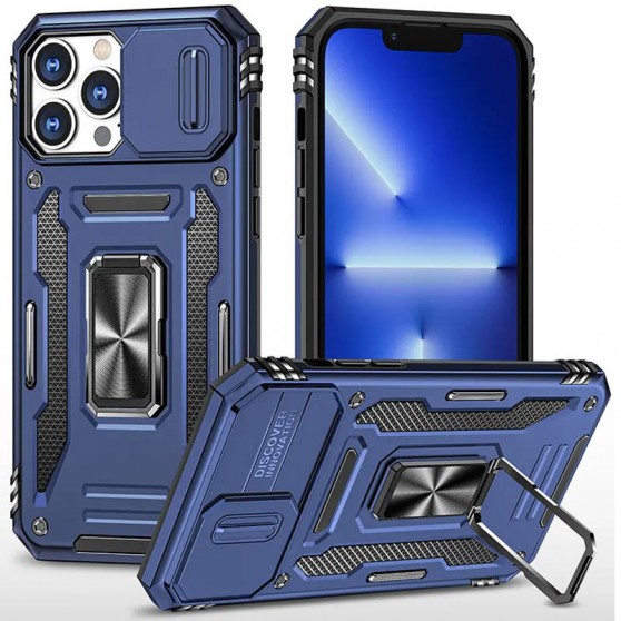 Ударопрочный чехол Camshield Army Ring для Apple iPhone 12 Pro / 12 (6.1") Синий / Navy