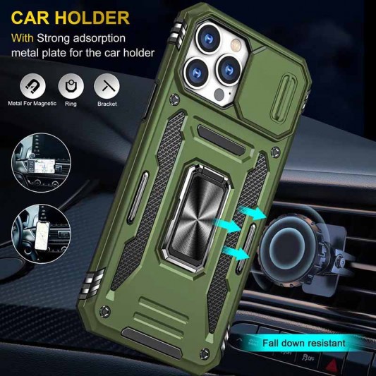 Ударопрочный чехол Camshield Army Ring для Apple iPhone 12 Pro / 12 (6.1") Оливковый / Army Green - изображение 1