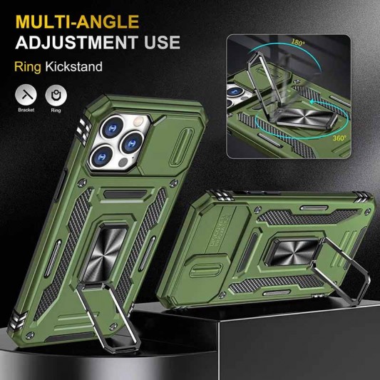 Ударопрочный чехол Camshield Army Ring для Apple iPhone 12 Pro / 12 (6.1") Оливковый / Army Green - изображение 3