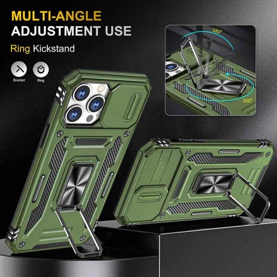 Удароміцний чохол Camshield Army Ring для iPhone 12 Pro / 12 (6.1"), Оливковий / Army Green