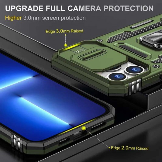 Ударопрочный чехол Camshield Army Ring для Apple iPhone 12 Pro / 12 (6.1") Оливковый / Army Green - изображение 4