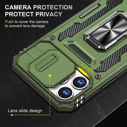 Ударопрочный чехол Camshield Army Ring для Apple iPhone 12 Pro / 12 (6.1") Оливковый / Army Green - изображение 5