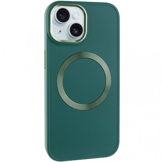 TPU чохол Bonbon Metal Style with MagSafe для Apple iPhone 15 (6.1") Зелений / Army Green