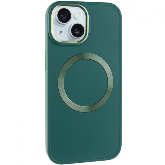 TPU чехол Bonbon Metal Style with MagSafe для Apple iPhone 15 (6.1"), Зеленый / Army Green
