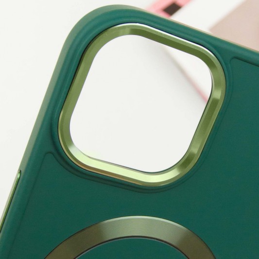 TPU чохол Bonbon Metal Style with MagSafe для Apple iPhone 15 (6.1") Зелений / Army Green - зображення 2 