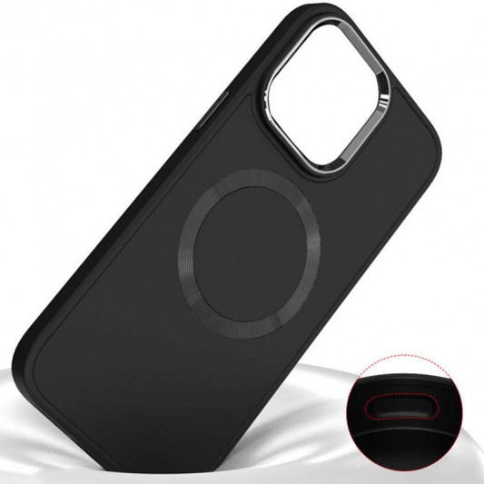 TPU чохол Bonbon Metal Style with MagSafe для Apple iPhone 15 (6.1"), Чорний / Black - зображення 1 
