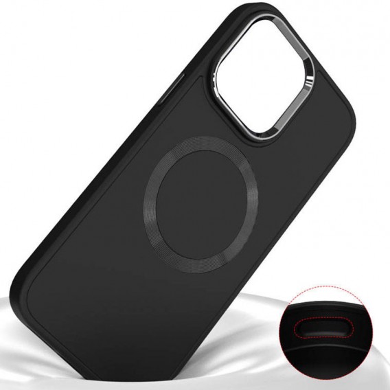 TPU чохол Bonbon Metal Style with MagSafe для Apple iPhone 15 (6.1"), Чорний / Black