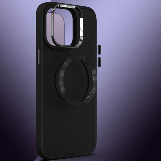 TPU чохол Bonbon Metal Style with MagSafe для Apple iPhone 15 (6.1"), Чорний / Black - зображення 3 