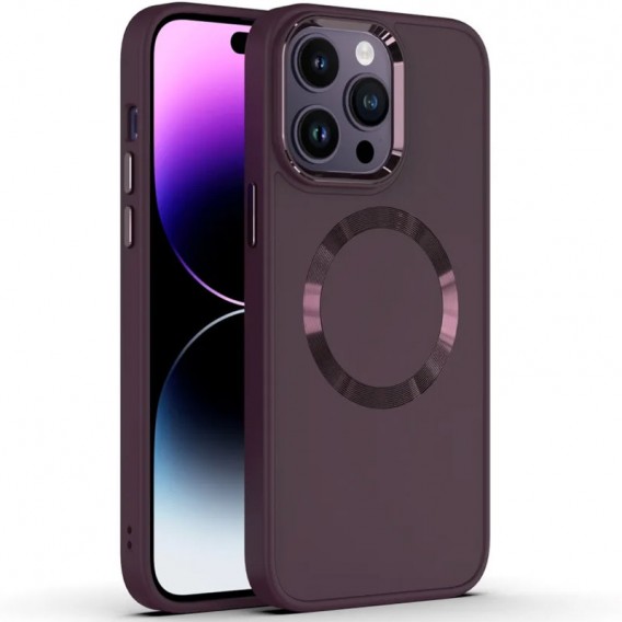 TPU чехол Bonbon Metal Style with MagSafe для Apple iPhone 15 Pro (6.1"), Бордовый / Plum