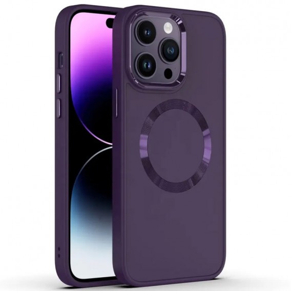 TPU чохол Bonbon Metal Style with MagSafe для Apple iPhone 15 Pro Max (6.7"), Фіолетовий / Dark Purple