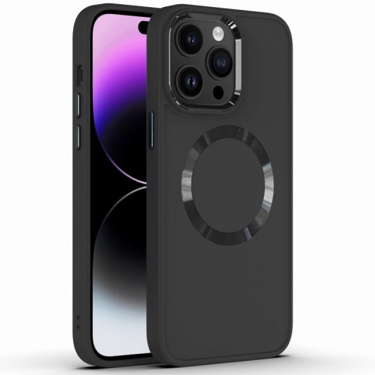 TPU чохол Bonbon Metal Style with MagSafe для Apple iPhone 15 Pro Max (6.7"), Чорний / Black