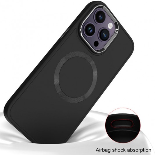 TPU чохол Bonbon Metal Style with MagSafe для Apple iPhone 15 Pro Max (6.7"), Чорний / Black - зображення 1 
