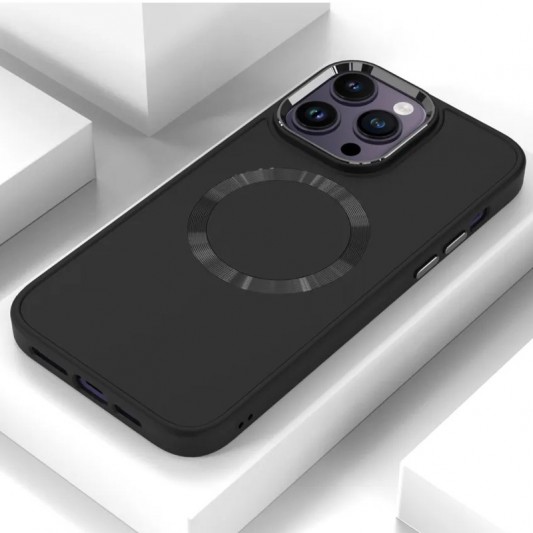TPU чохол Bonbon Metal Style with MagSafe для Apple iPhone 15 Pro Max (6.7"), Чорний / Black - зображення 3 