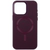 Шкіряний чохол Bonbon Leather Metal Style with MagSafe для Apple iPhone 15 (6.1"), Бордовий / Plum