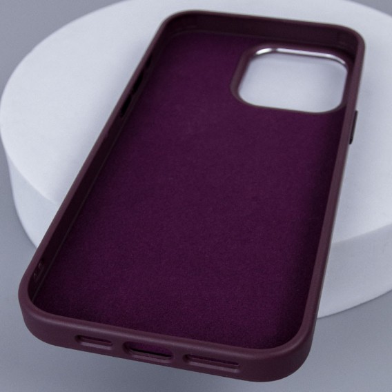 Шкіряний чохол Bonbon Leather Metal Style with MagSafe для Apple iPhone 15 (6.1"), Бордовий / Plum