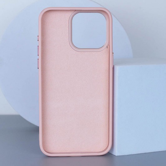 Кожаный чехол Bonbon Leather Metal Style with MagSafe для Apple iPhone 15 (6.1") Розовый / Light pink - изображение 1