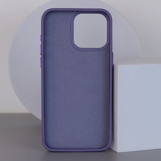 Кожаный чехол Bonbon Leather Metal Style with MagSafe для Apple iPhone 15 (6.1") Серый / Lavender - изображение 1