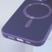 Кожаный чехол Bonbon Leather Metal Style with MagSafe для Apple iPhone 15 (6.1"), Серый / Lavender