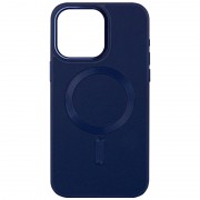 Кожаный чехол Bonbon Leather Metal Style with MagSafe для Apple iPhone 15 (6.1"), Синий / Navy blue