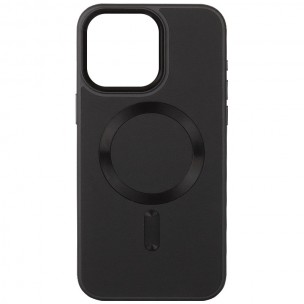 Кожаный чехол Bonbon Leather Metal Style with MagSafe для Apple iPhone 15 (6.1"), Черный / Black