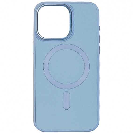 Кожаный чехол Bonbon Leather Metal Style with MagSafe для Apple iPhone 15 Plus (6.7"), Голубой / Mist blue