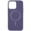 Кожаный чехол Bonbon Leather Metal Style with MagSafe для Apple iPhone 15 Plus (6.7"), Серый / Lavender