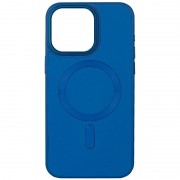 Кожаный чехол Bonbon Leather Metal Style with MagSafe для Apple iPhone 15 Plus (6.7") Синий / Indigo
