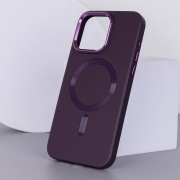 Кожаный чехол Bonbon Leather Metal Style with MagSafe для Apple iPhone 15 Plus (6.7"), Фиолетовый / Dark Purple