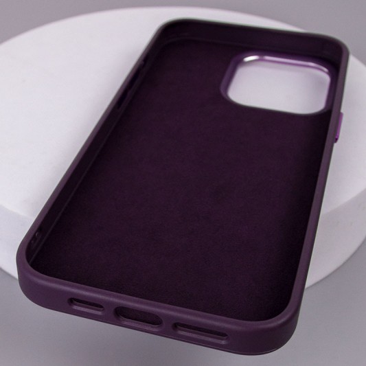 Кожаный чехол Bonbon Leather Metal Style with MagSafe для Apple iPhone 15 Plus (6.7") Фиолетовый / Dark Purple - изображение 4