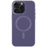 Кожаный чехол Bonbon Leather Metal Style with MagSafe для Apple iPhone 15 Pro (6.1"), Серый / Lavender