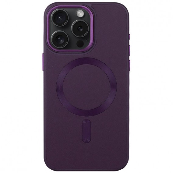 Кожаный чехол Bonbon Leather Metal Style with MagSafe для Apple iPhone 15 Pro (6.1"), Фиолетовый / Dark Purple