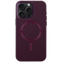 Шкіряний чохол Bonbon Leather Metal Style with MagSafe Apple iPhone 15 Pro Max (6.7"), Бордовий / Plum