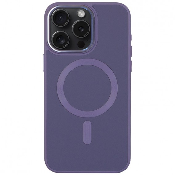 Шкіряний чохол Bonbon Leather Metal Style with MagSafe Apple iPhone 15 Pro Max (6.7"), Сірий / Lavender