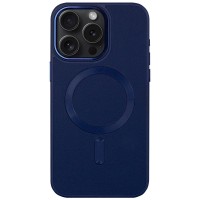 Кожаный чехол Bonbon Leather Metal Style with MagSafe для Apple iPhone 15 Pro Max (6.7"), Синий / Navy blue